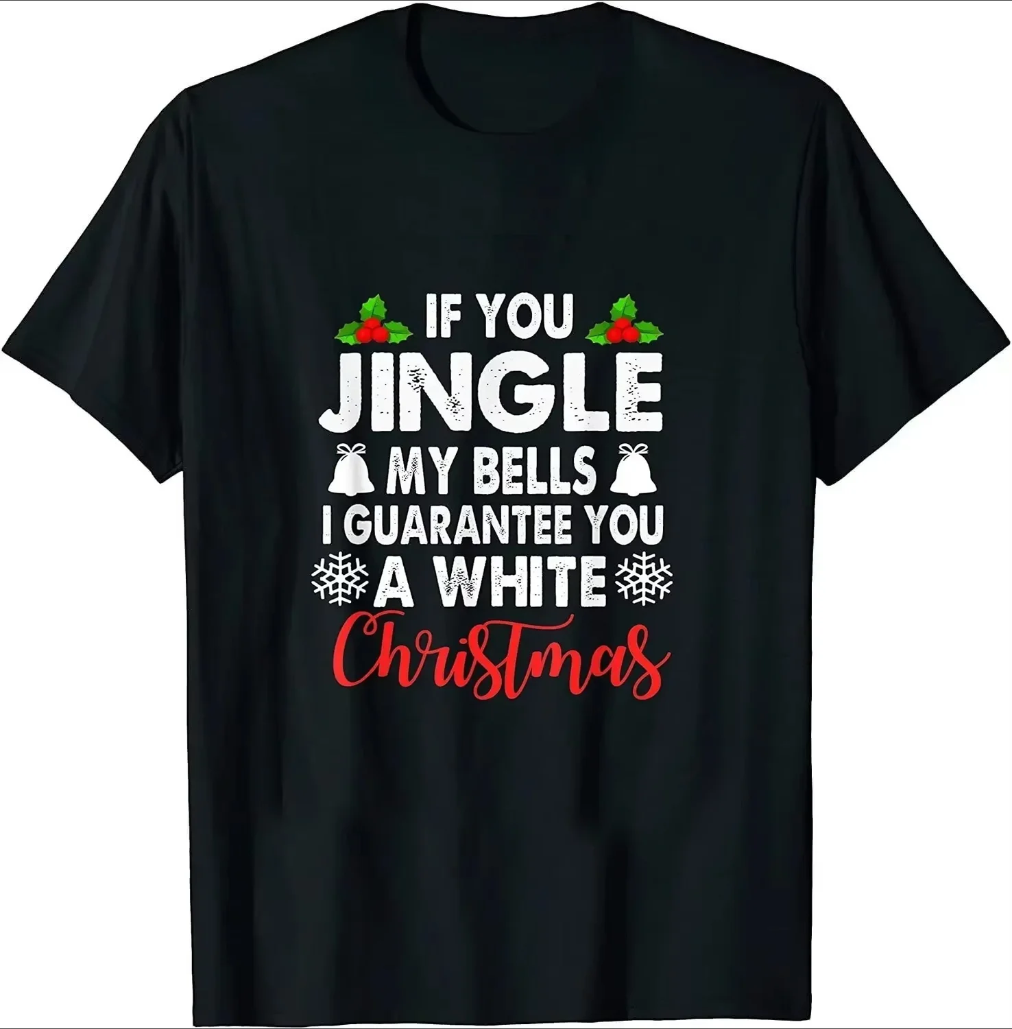 Jingle My Bells Inappropriate Christmas Gag Women's Oversized T-shirt Casual Summer Naughty Funny Y2k Women's Tops Free Shipping