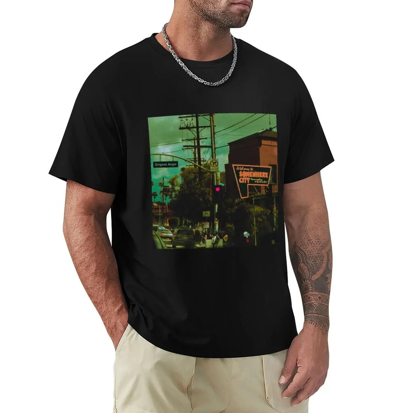 

Origami Angel - Somewhere City T-Shirt plus sizes man clothes boys whites funny t shirts men 2025 new model