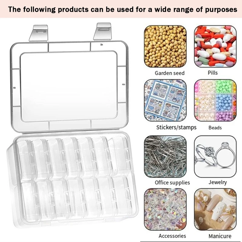 15Pieces Small Clear PP Beads Storage Container And Organizer Transparent Boxes With Hinged Lid For Jewelry Durable Easy Install