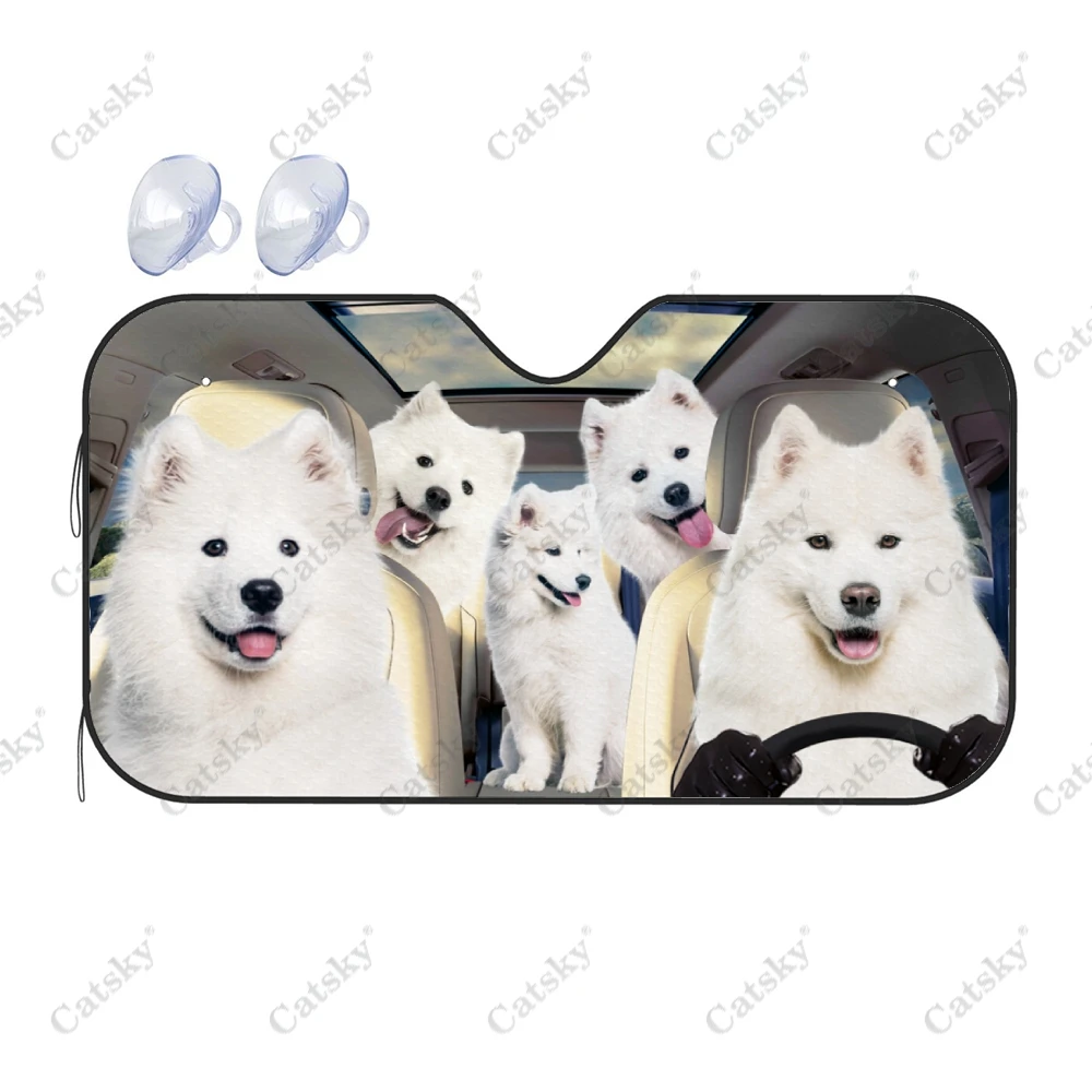 Samoyed Car Sunshade, Car Decoration Lovers Gift, Windscreen Sun Shield For Car Window Sunshade Cover Foldable Uv Ray Reflector