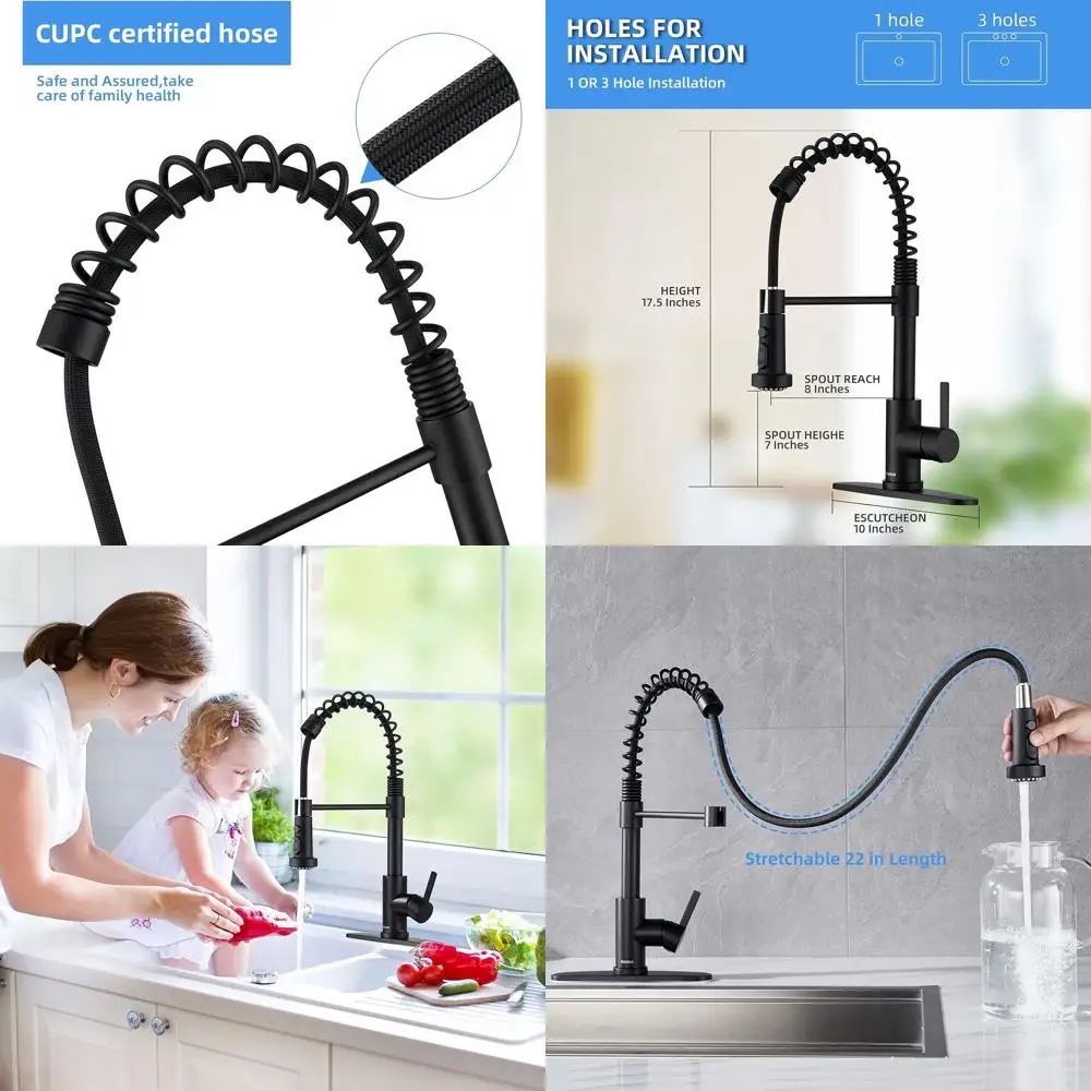 

Кухонный смеситель из нержавеющей стали с выдвижным распылителем и коммерческой пружиной