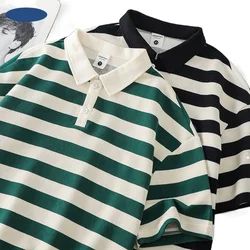 Striped Short Sleeve POLO Shirt Men's Summer Polo T-shirt Casual Half Sleeve Top Korean Men's Clothing