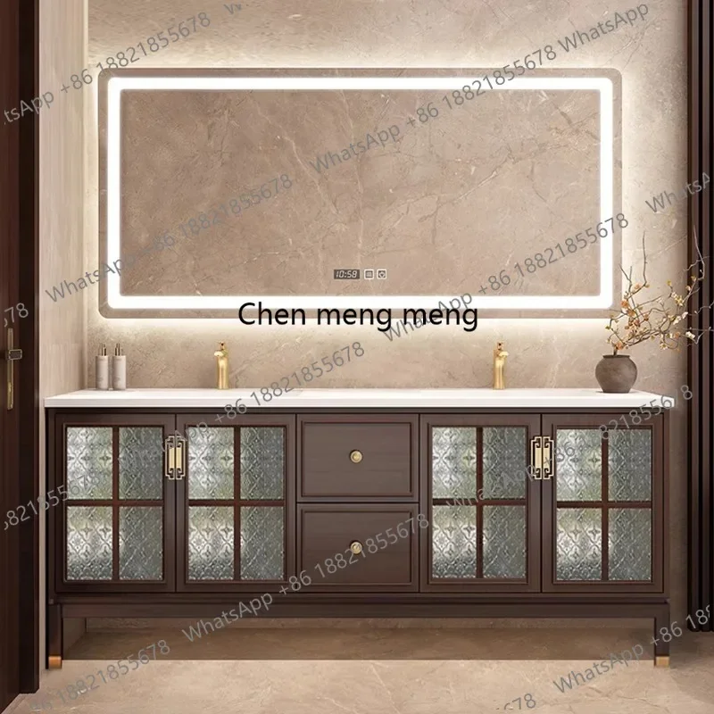 New arrive Floor Standing Bathroom Cabinet Brown Rustic Space Saving Bathroom Cabinet Storage Mirror Smart Meuble Salle De Bain
