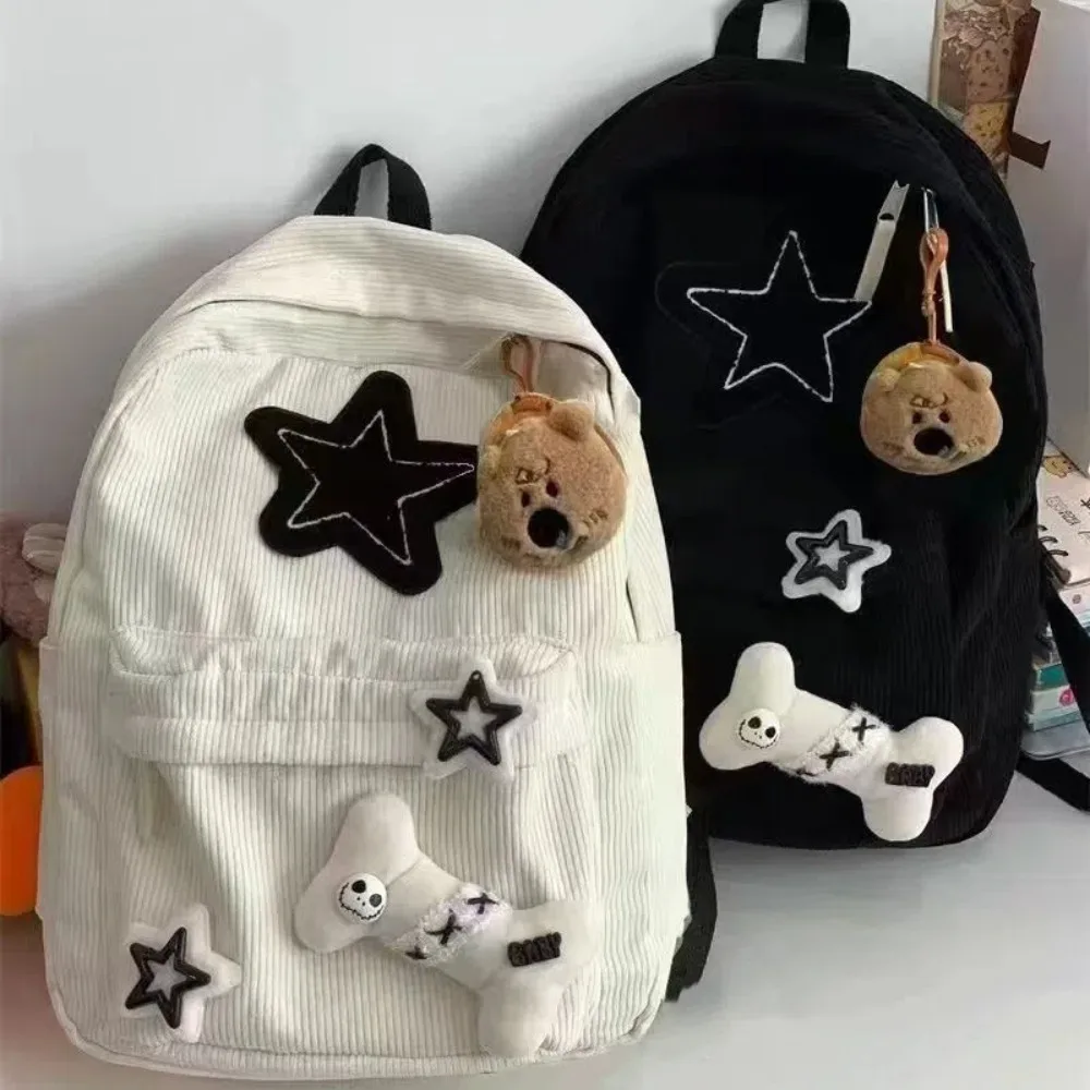 New Large Capacity Students Backpack Stars Pattern Y2K Travel Bag Adjustable Teen Rucksack Students