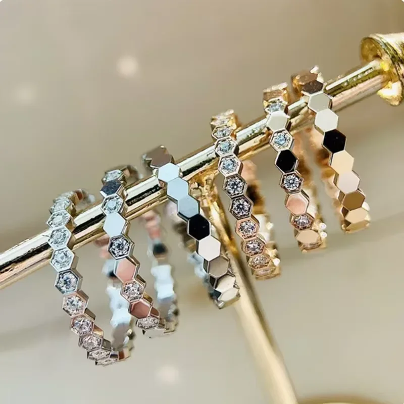 خاتم من الفضة الإسترليني عيار 925 تمهيد AAA زركونيا على شكل قرص العسل للنساء مجوهرات راقية