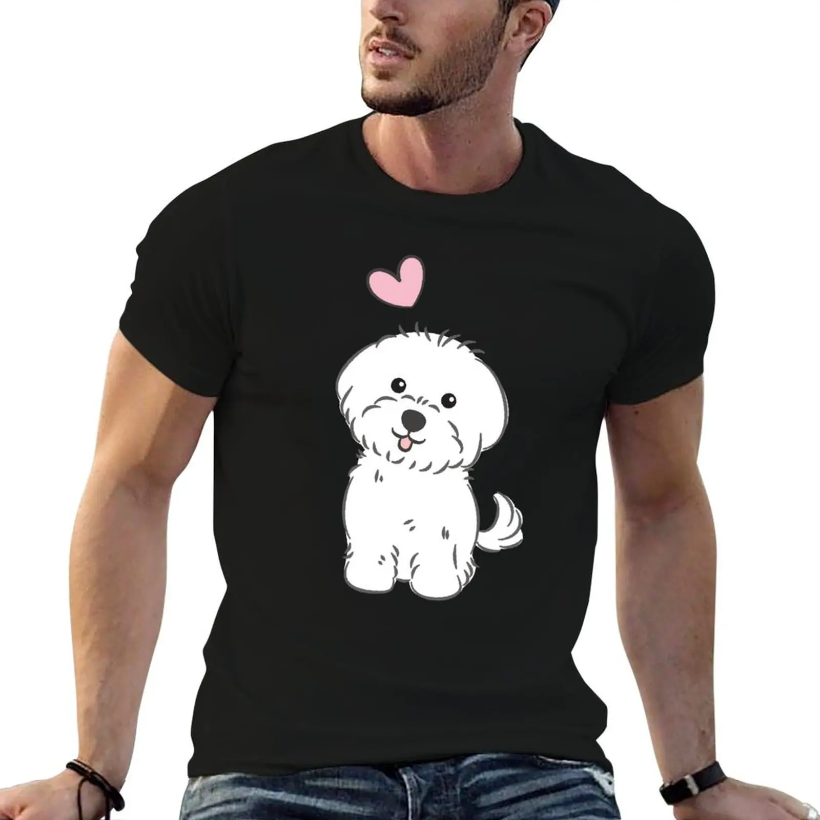 

Love Maltese Dog - pink T-Shirt mens graphic t shirts cotton t shirt man T-Shirt