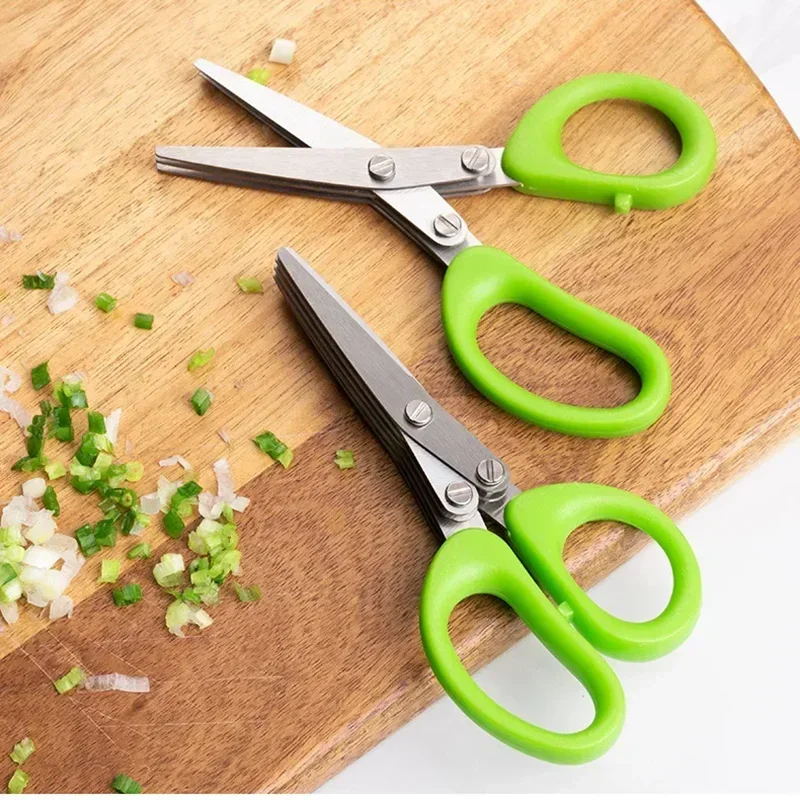 Multipurpose Cutting Shears with Stainless Steel 3/5 Layer Herb Stripper Kitchen Scissors Pepper Herb Scissors Shredded Chopped