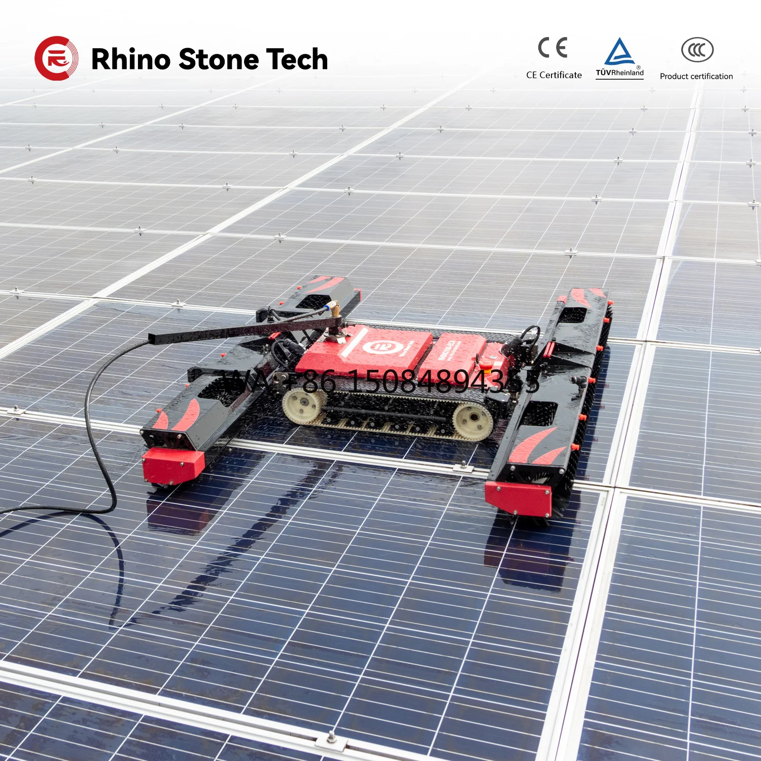 Brosse de nettoyage de panneaux solaires à double tête / Robot de nettoyage de panneaux solaires automatisé haute efficacité pour les systèmes solaires résidentiels