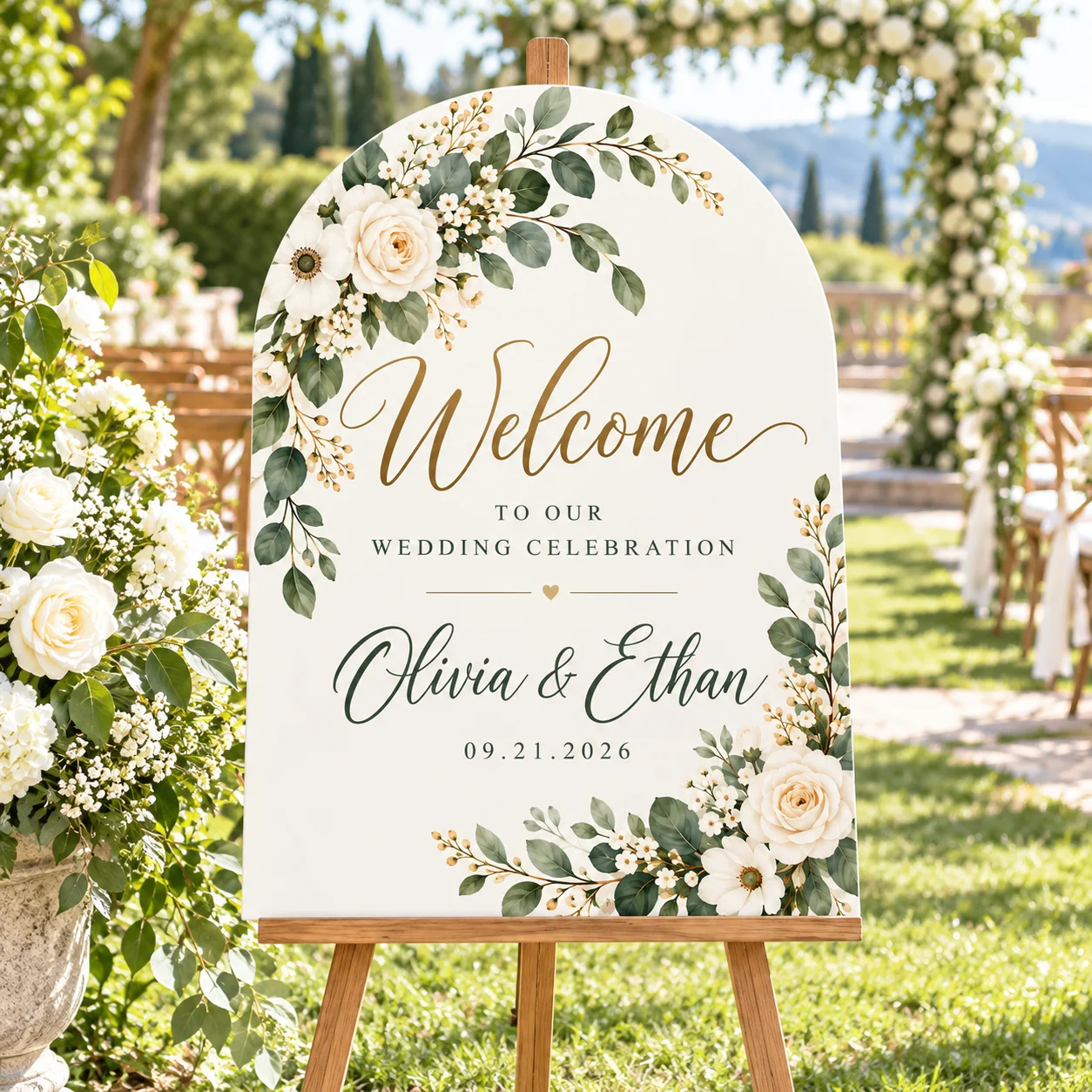 Custom Semi Arch Welcome Sign Personalized PVC Wedding Sign 5mm Foam Board Photo Name Decor for Birthday Wedding Party Events