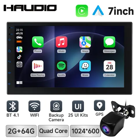 7 inch 2 Din Car Stereo with Wireless CarPlay And Android Auto Car Radio With BT 4.1 Backup Camera Mirror Link GPS WiFi FM AM