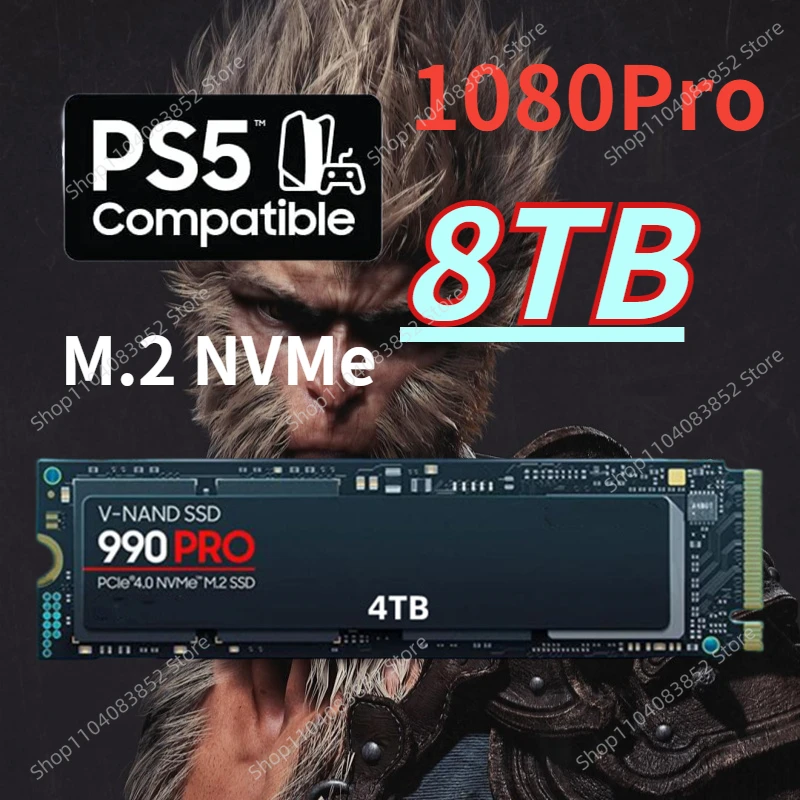 

New 990PRO 8TB 4TB 2TB 1TB SSD Internal Solid State Drive M.2 2280 PCIe Gen 4.0 x 4 Hard Disk NVMe for PS5 Laptop Desktop PC PS4