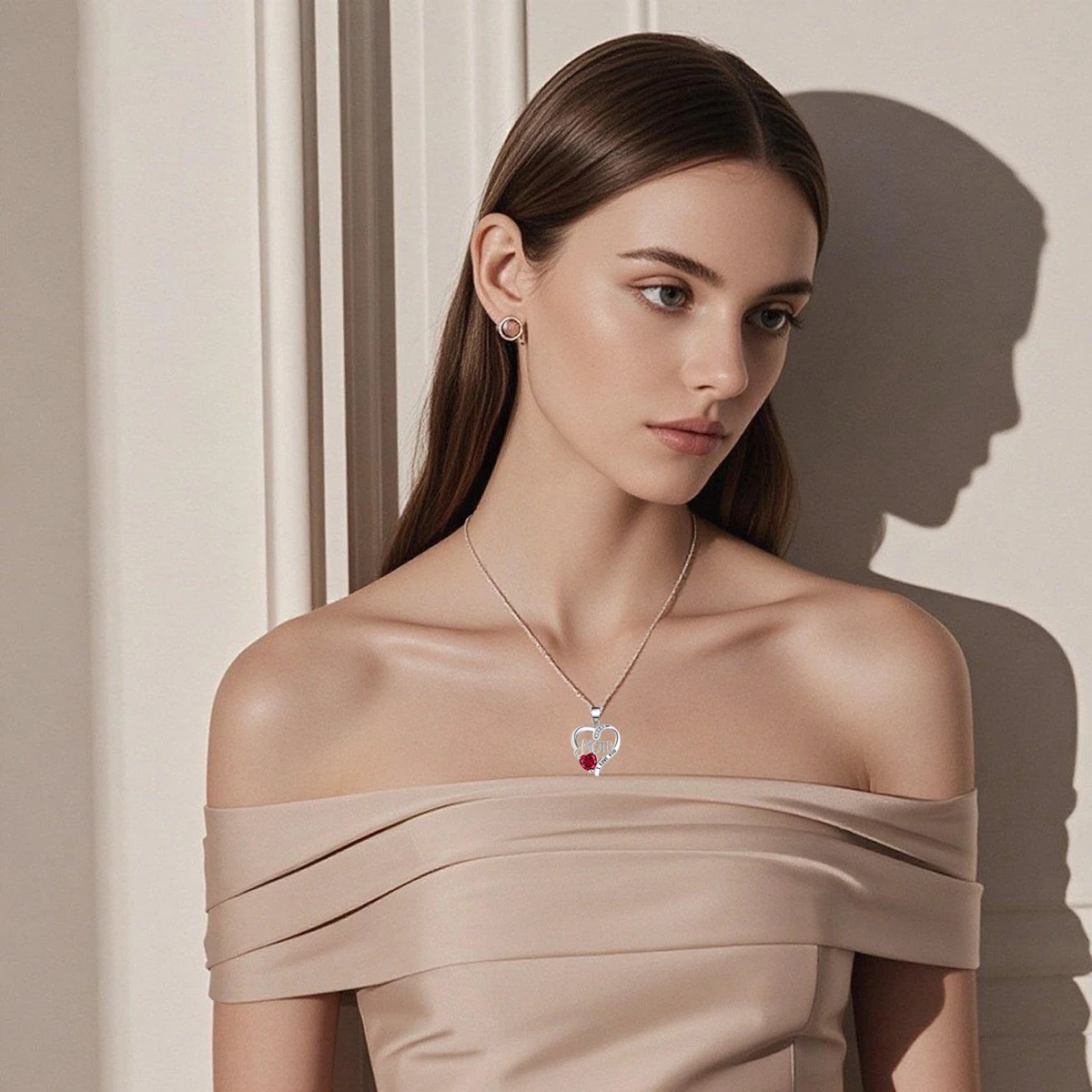 جوهرة الميلاد القلب قلادة قلادة للنساء مع صندوق هدايا الورد الفولاذ المقاوم للصدأ سلسلة الأزياء والمجوهرات عيد ميلاد أمي عيد الميلاد #3