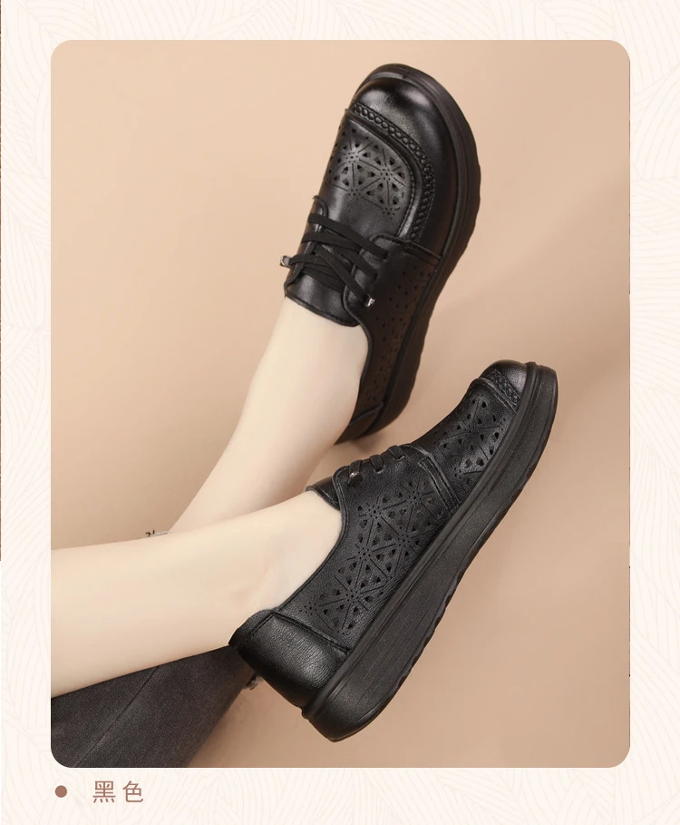 Neue hohle, atmungsaktive Schnürschuhe mit Schnürung für Damen, Oxfords aus Kunstleder, Slip-On-Flats für den täglichen Gebrauch, Mokassins – Detail 16