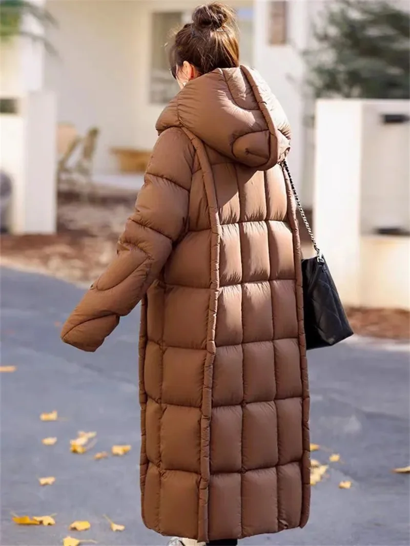 2024 Winter New Down Cotton Parkas Padded Jacket Female X-Long Over The Knee Large Quilt Loose Parkas Coat Padded Jacket