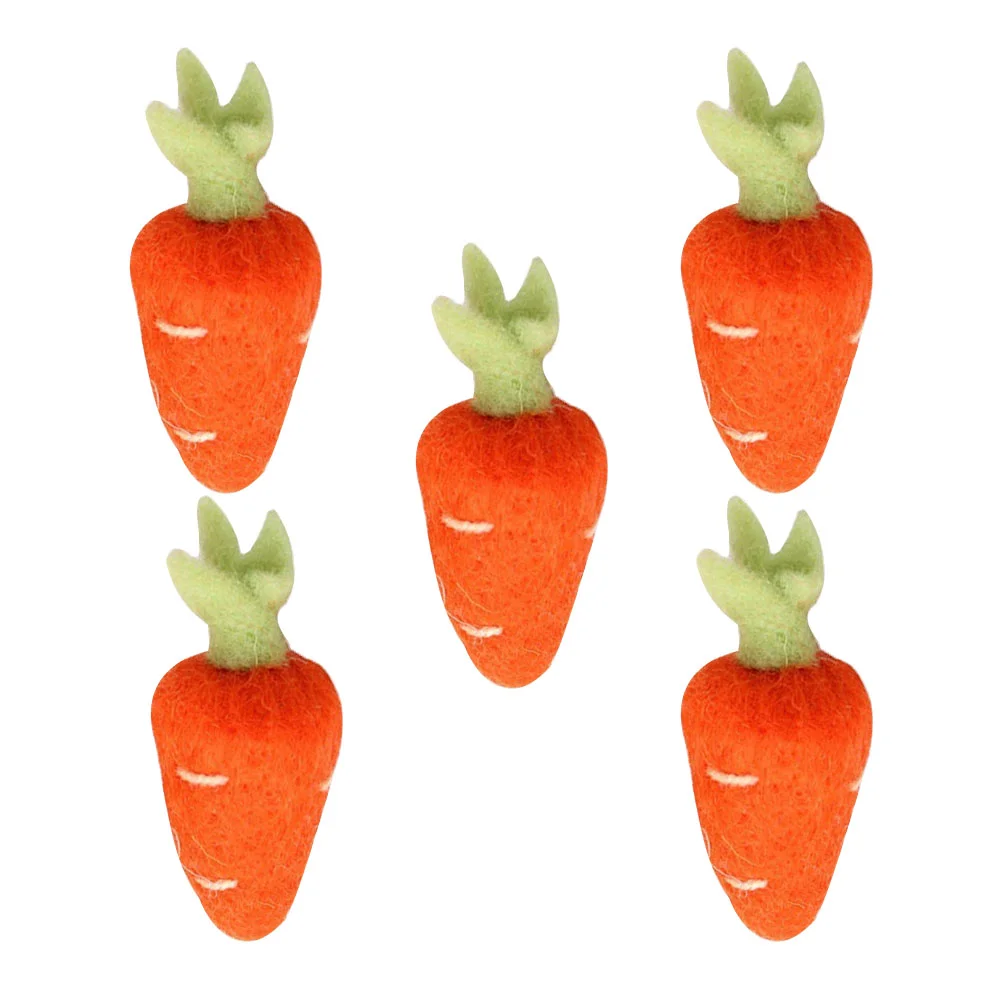 5 Pcs Felted Radish Wool Carrot Ornament Craft Decorative Charms DIY Hair Pin Material Brooch Boutonniere Pins