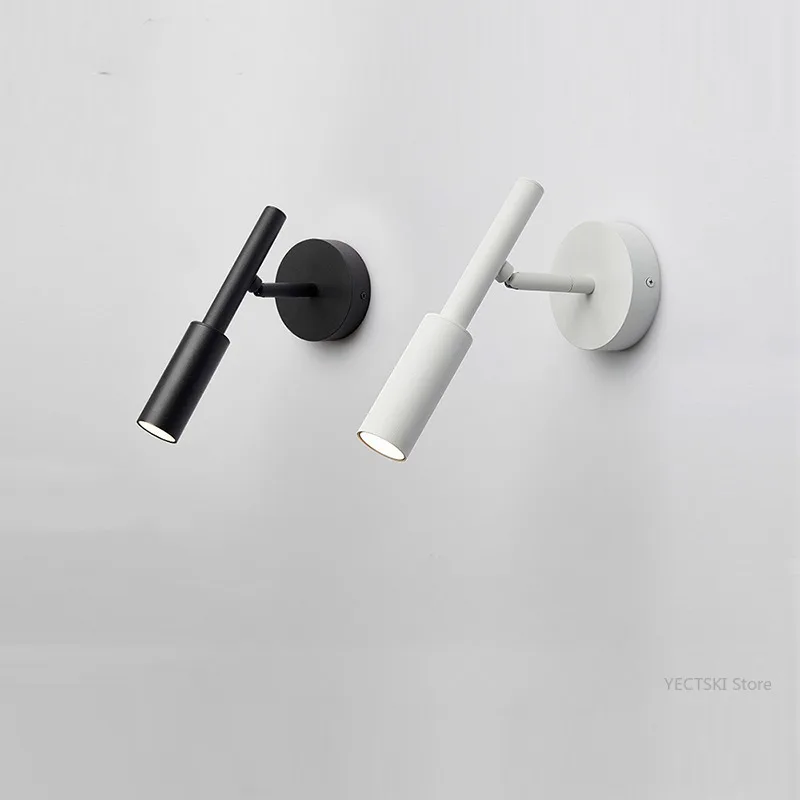 

Nordic minimalist bedroom headboard adjustable rotating spotlight living room study creative wall lamp