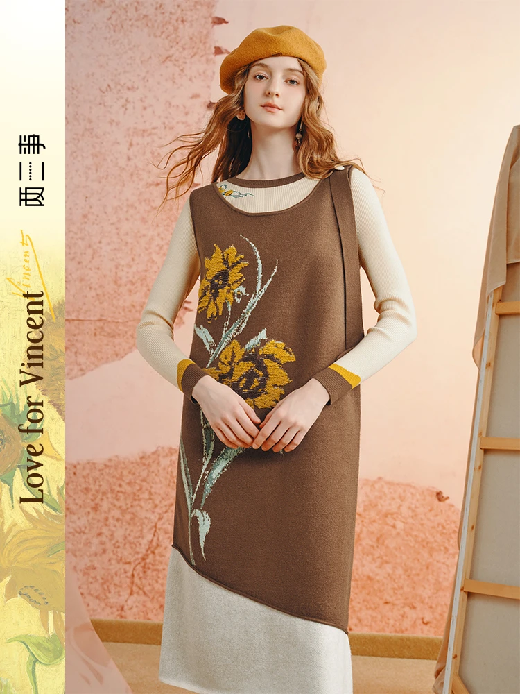 

Женская трикотажная кофта Vannao Autumn 2025 в стиле ретро с вышивкой и пэчворком, мягкая, из смесового полиэстера и нейлона, с длинным рукавом, круглый вырез...