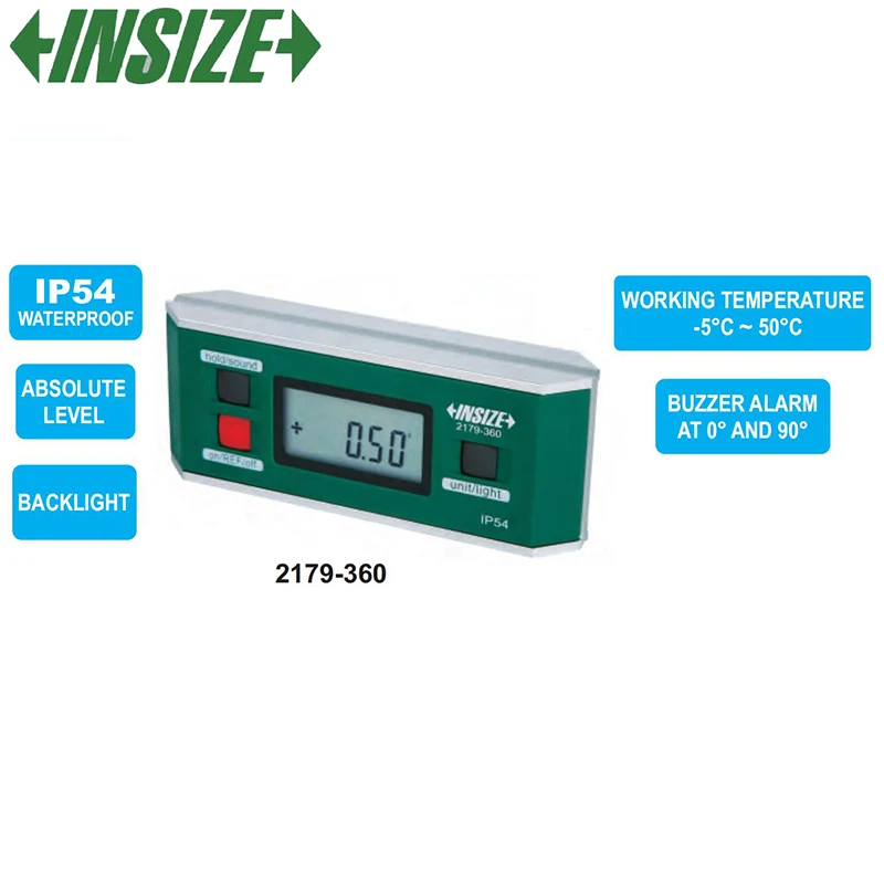 

Insize Digital Level and Slope Meter,range 0-360° 4X90°，resolution 0.05°，2179-360