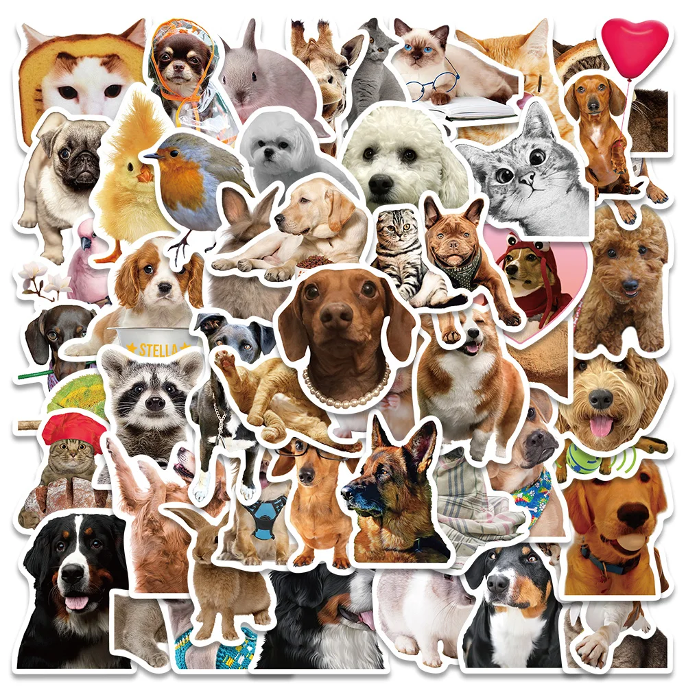 

52pcs Cute Animals Stickers Cartoon Dogs Cats Decals For Kids Laptop Luggage Skateboard Stationery DIY Graffiti Sticker