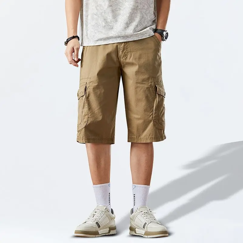 KSTUN Men Summer New Brand Cotton Cargo Shorts Mens Classic Casual Multi-pocket Tactical Shorts Pants Hiking Fishing Streetwear