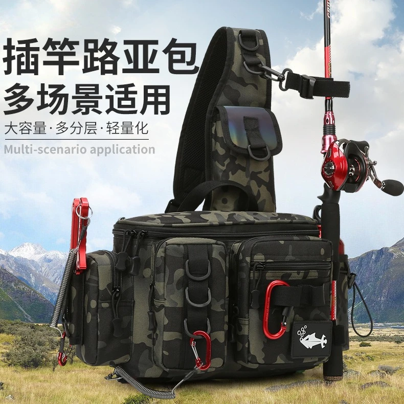 

Waterproof Lure Shoulder Bag Multifunctional Outdoor Riding Fishing Pack Camouflage for Sports Hiking