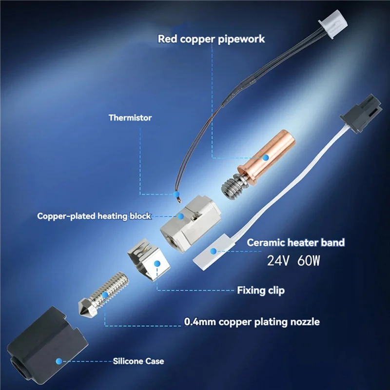 ترقية 3X لمجموعة Anycubic Kobra 2 Hotend، خرطوشة سخان الثرمستور 0.4 مم طباعة نهاية ساخنة لـ Kobra 2 Plus/Neo/Kobra 2