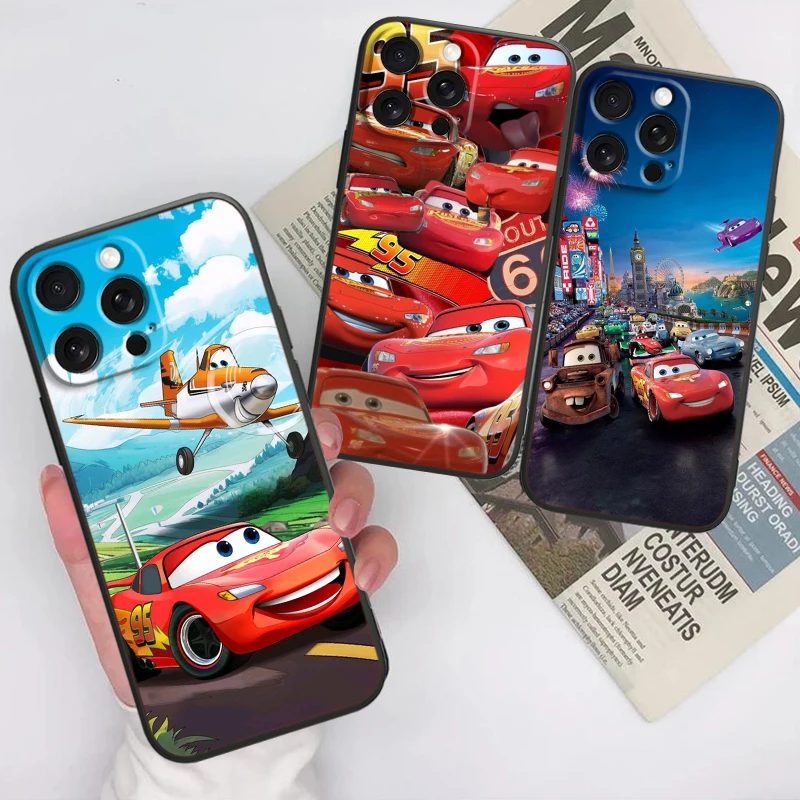 Disney Cars Total Mobilization For iPhone 15 14 13 12 11 XS XR X 8 7 SE Pro Max Plus Mini Black TPU Phone Case