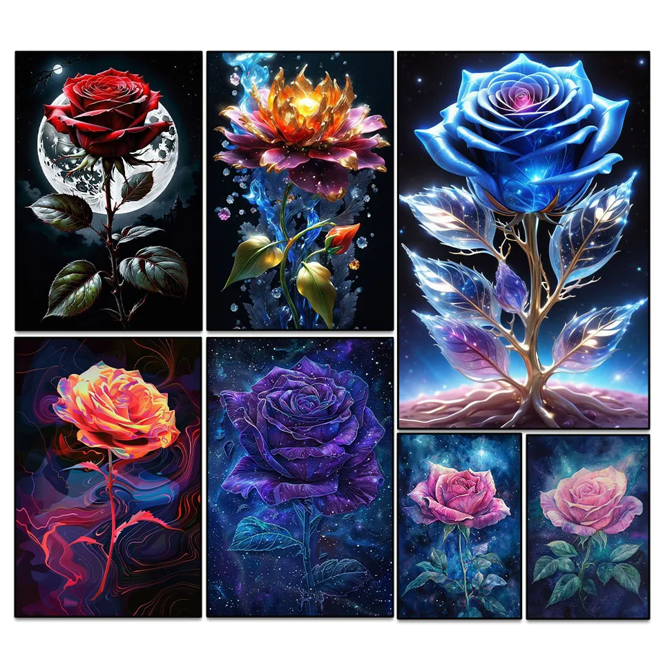 

Diamond Mosaic Painting DIY Giant Rose Diamond Painting Art Kit 100% 5D Square Round Rhinestone Cross Stitch Home Wall Decor
