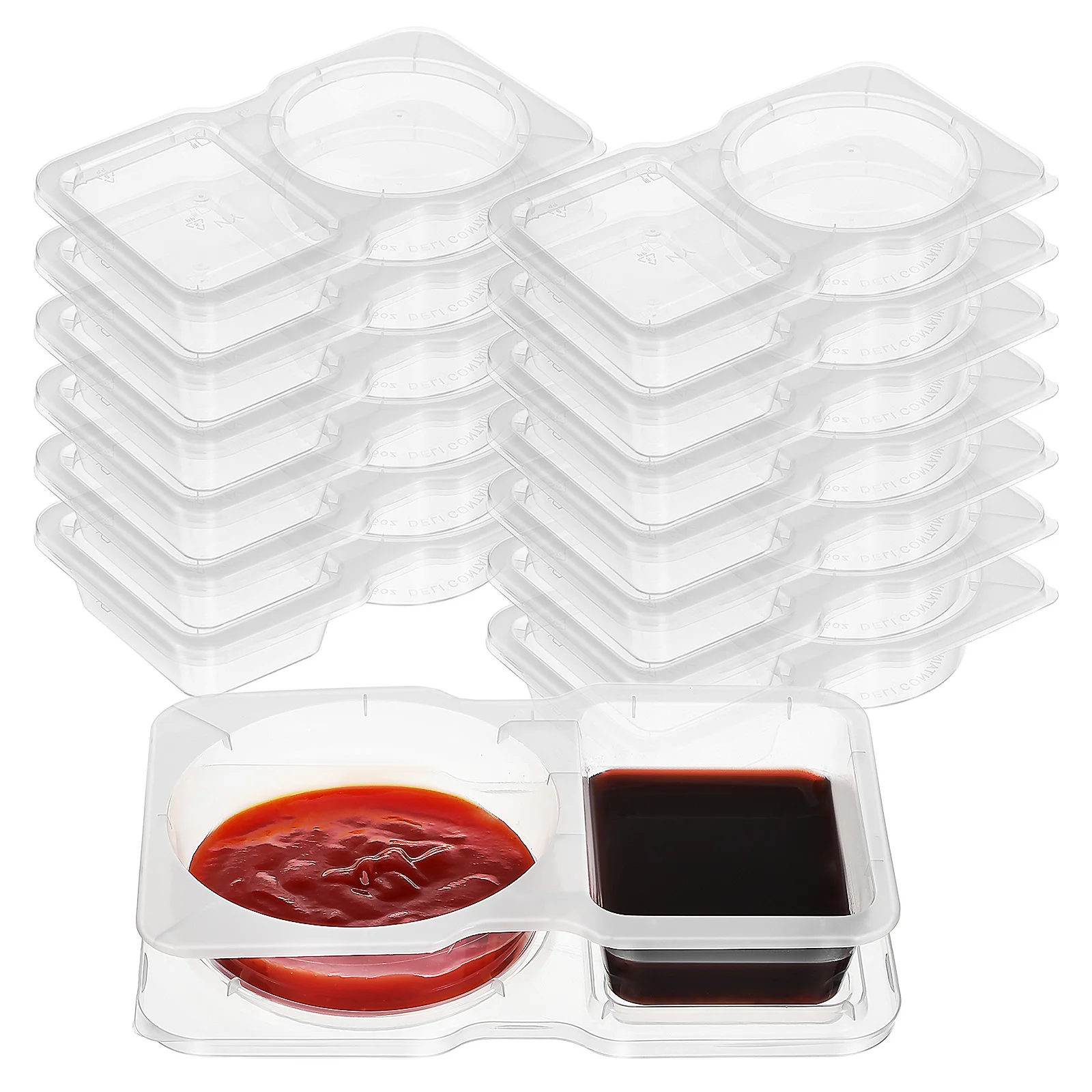 

16 Pcs Double Sauce Box Snack Containers 2 Compartment Food Grade Pp Condiment with Lids