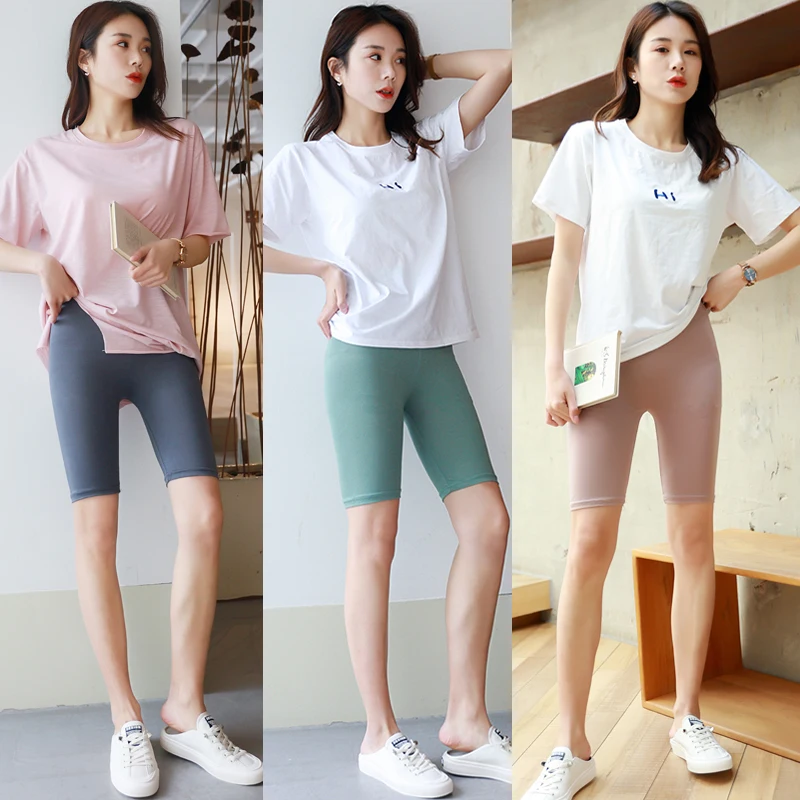 High Waist Modal Five-Quarter Tight Shorts Women's Thin Bottoms Anti-Light Walking Shorts Summer Autumn Pants Inner Wear