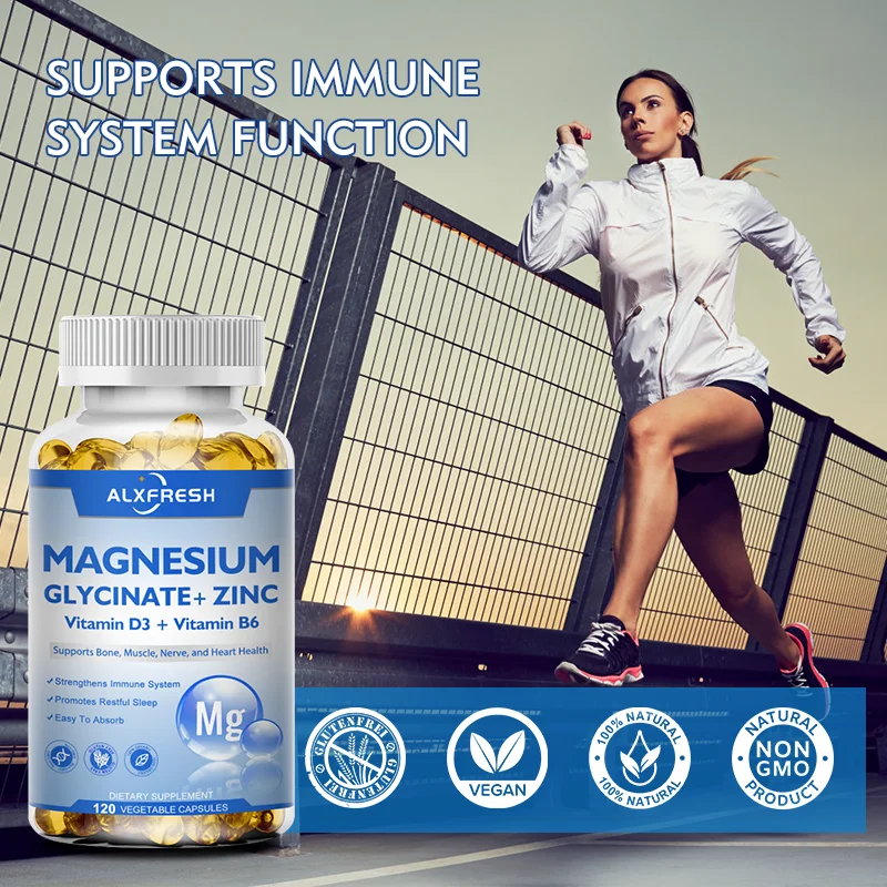 Alxfresh Magnesium Complex Capsules High Absorption Bone, Muscle ,Brain Health Supplement Aids Sleep Stress & Anxiety Relief