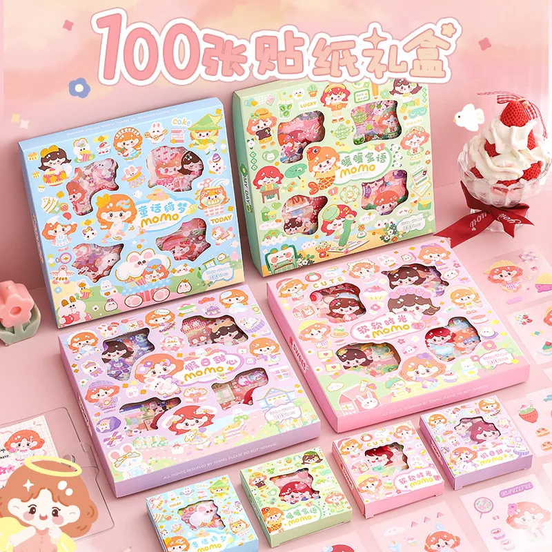100 Sheets/box, Hand Account Tape Sticker Characters Cute Color Washi Tape Antique Hand Account Tool Material Set