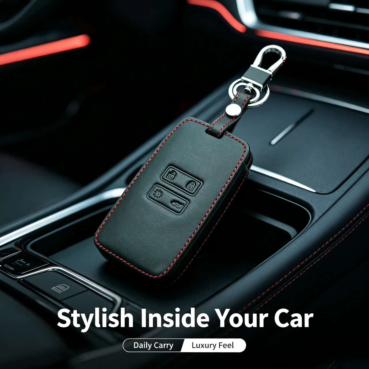 Intelligent remote control car key leather protective cover suitable for Renault Koleos, Kadjar, Megane, and Talisman models 4