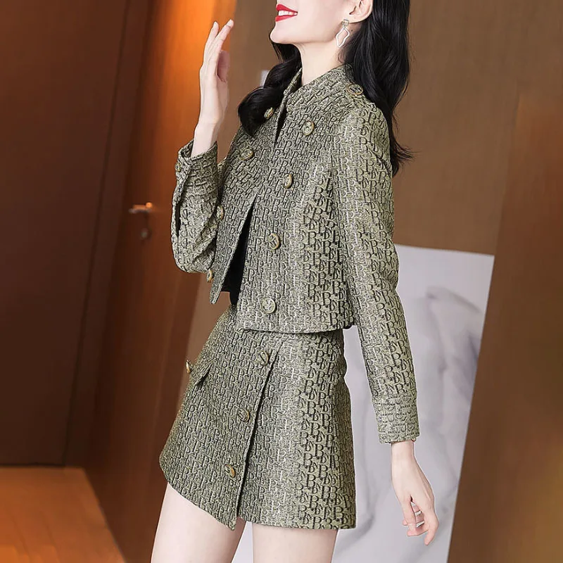 2024 Spring Autumn New Chic Two-Piece Women's Fashion High-End Loose Printed Letters High Waist Shorts Casual Two-Piece Suits