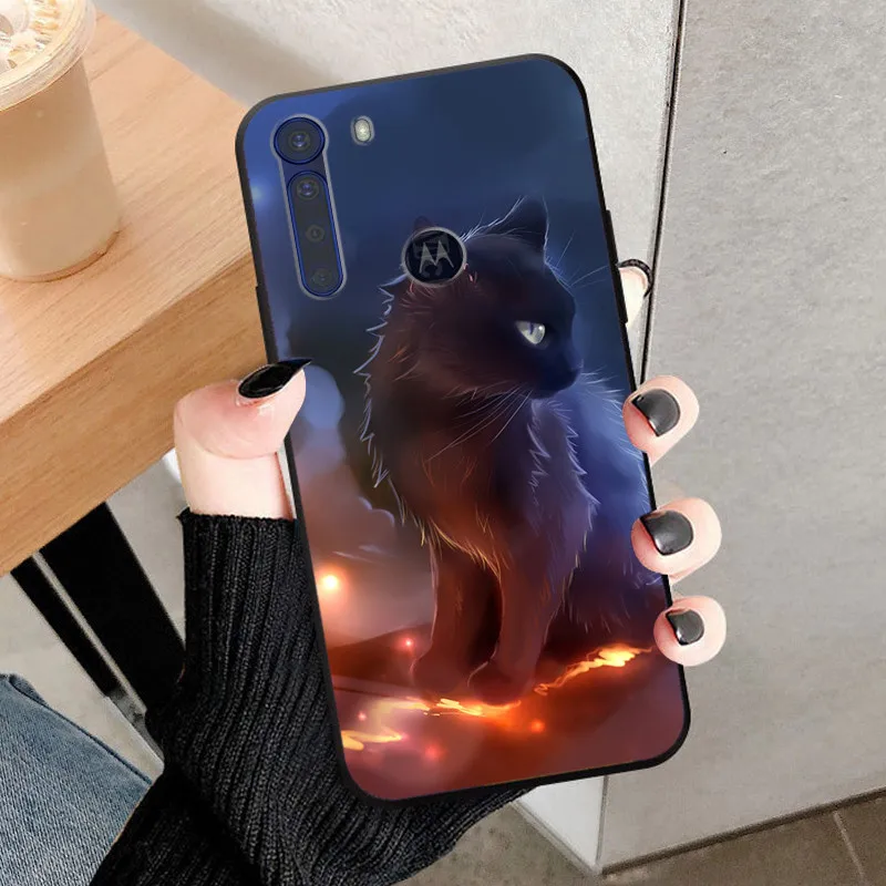 Soft Cover For Motorola One Fusion Case Cute Silicone TPU Black Funda Coques for Moto One Fusion Plus + Case Painted Capas Shell