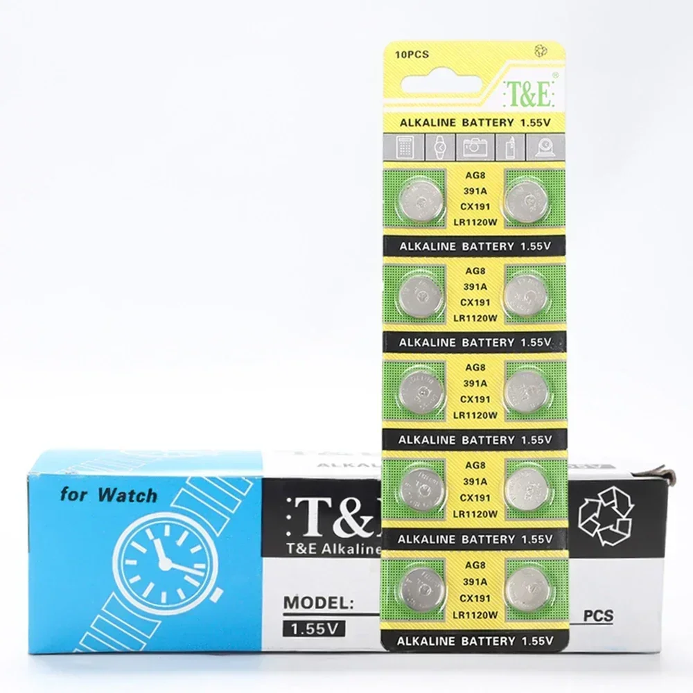 100 قطعة 1.55 فولت AG8 LR1120 391 SR1120 R1120W CX191 بطاريات زر G8A 191 391A SR1120SW خلية عملة ساعة اللعب بطارية عن بعد
