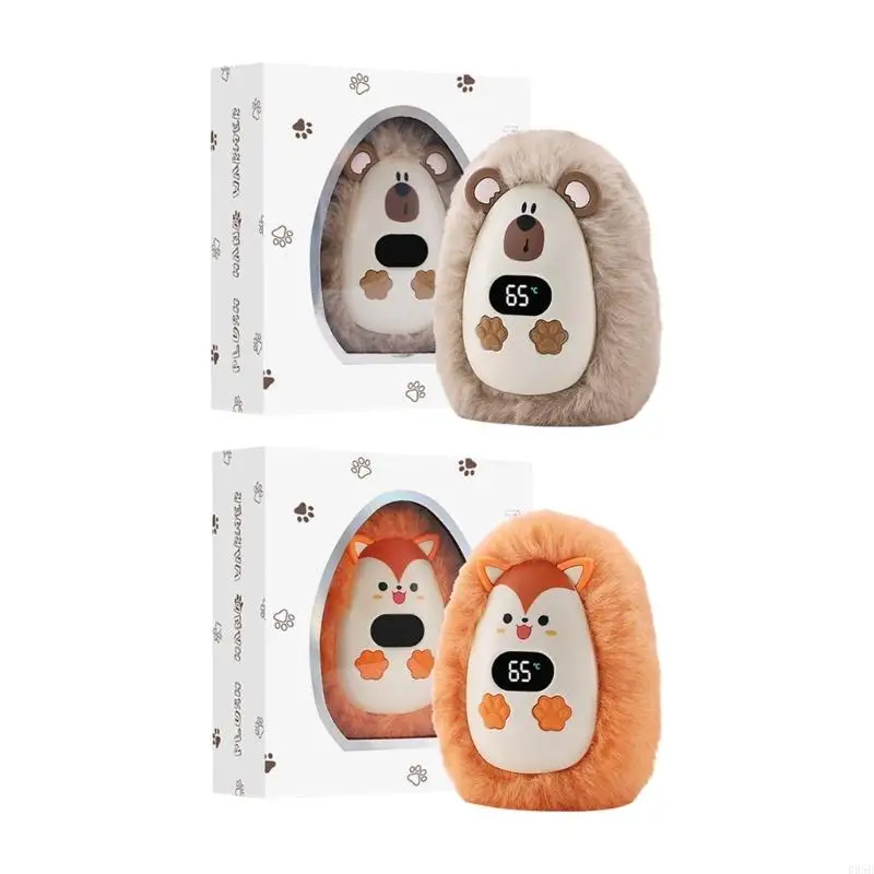 

USB Rechargeable Plush Hand Warmer with 3 Levels Temperature Control Quick Warmth Heating Device for Home Office Use B95B