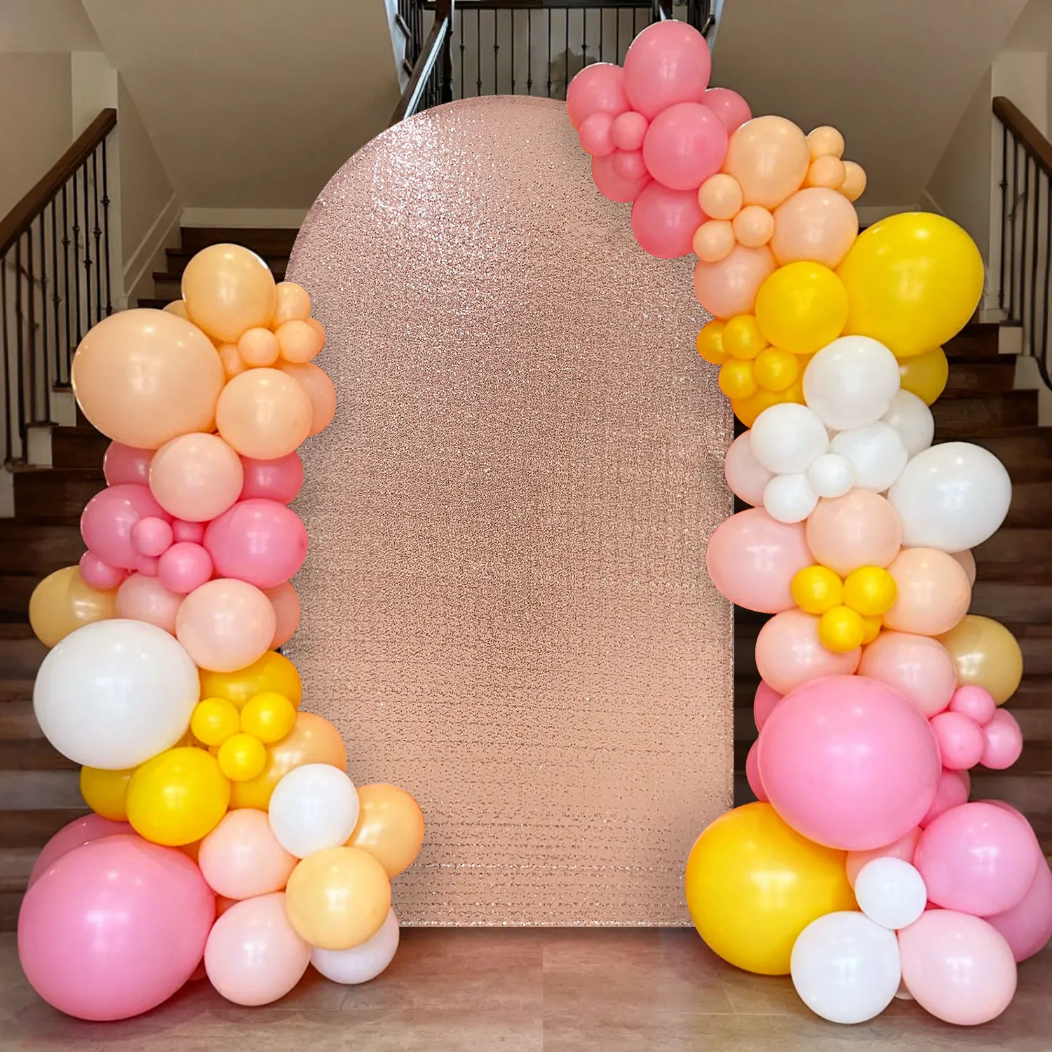 غطاء قوس الزفاف الأنيق مقاس 78.7 بوصة خلفية ترتر لامع | غطاء إطاري قوس لامع لعيد الميلاد، زينة استحمام الطفل #6