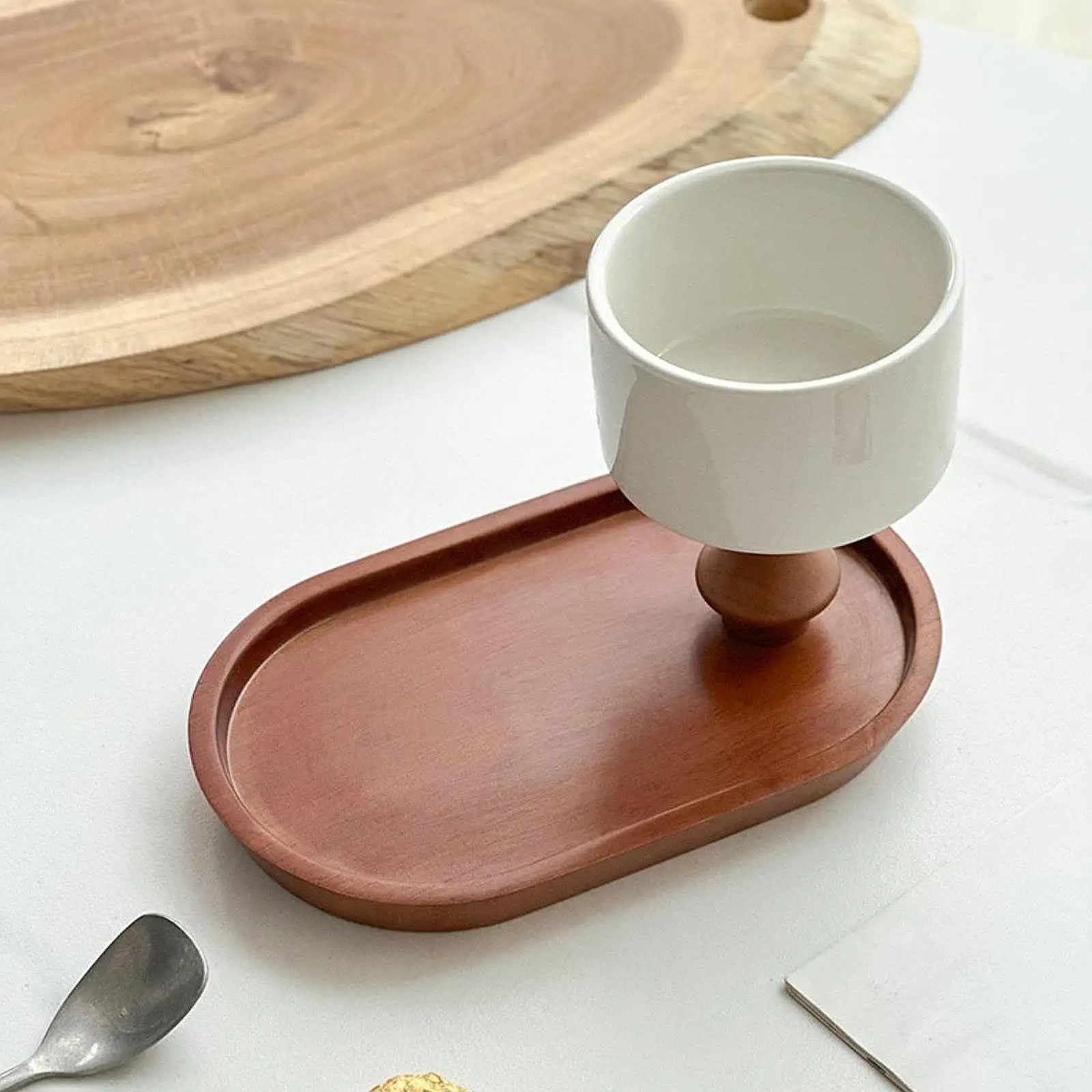 

Desk Storage Tray Jewellery Dish Wood Base Multipurpose Creative Snack Tray Candle Container for Living Room Desktop Ornament