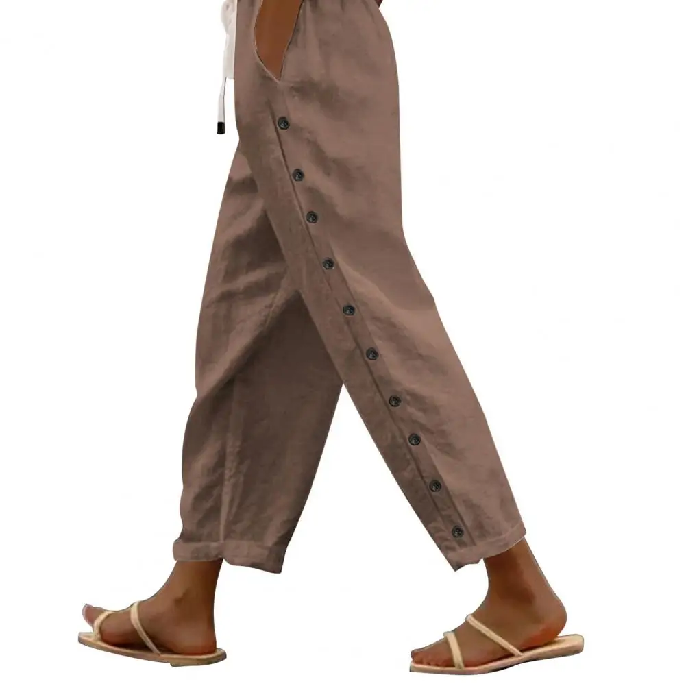 

Women's Straight Leg Pants with Wide Leg Adjustable Drawstring Solid Color Long Pants