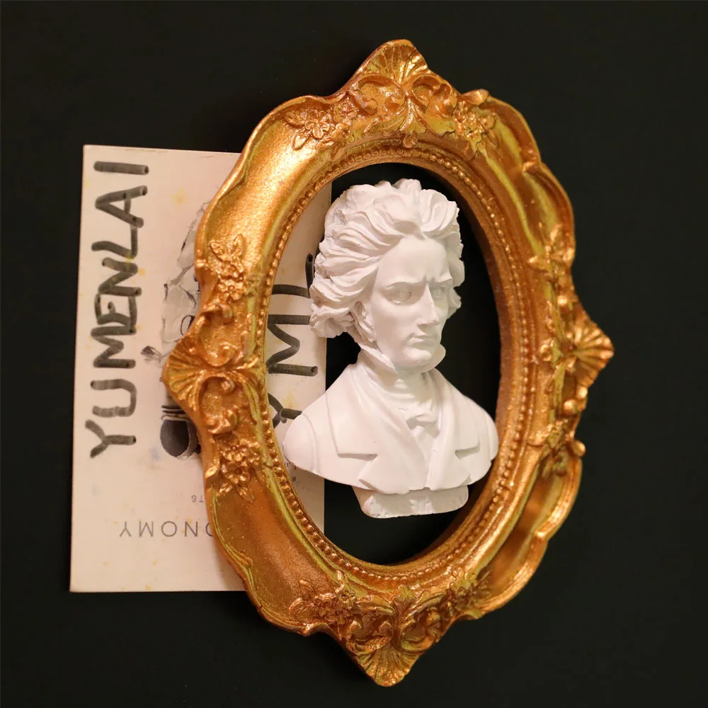 2 Pieces/Set, Refrigerator Magnets, Refrigerator Magnet Set, 3D Stereo Refrigerator Magnets, Magnets, Decorative Magnets, Home Decoration, Sculpture Decoration, Beethoven, Refrigerator Decoration
