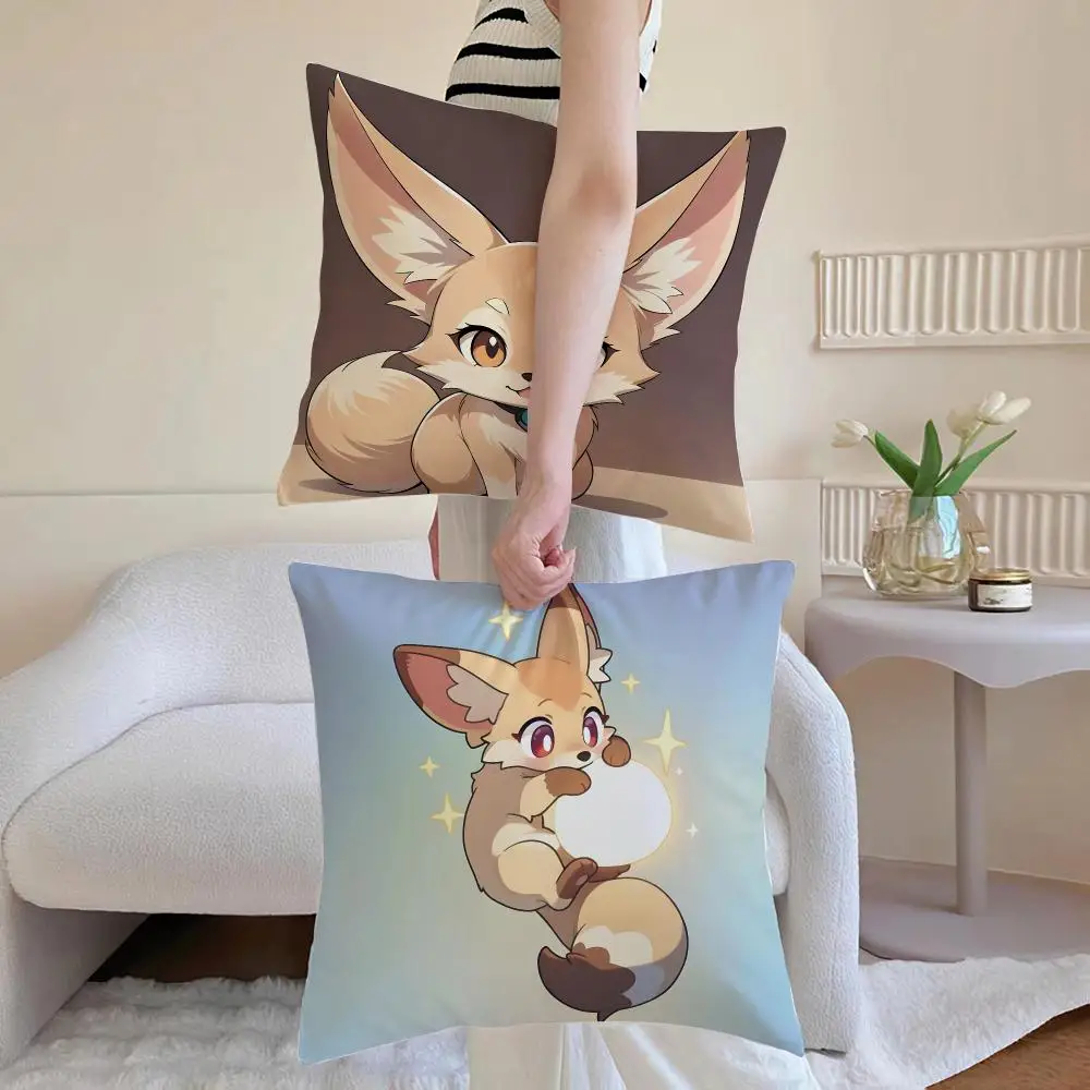 wildlife mammal F-Fennec Fox Cushion Cover Washable Faux Linen Cover Modern Lightweight for Living Room Sofa