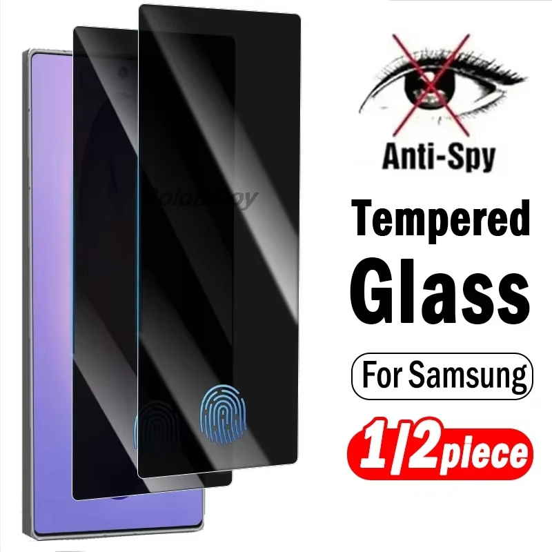1-2PCS Unlock Anti Spy Tempered Glass For Samsung Galaxy S26 Ultra Screen Protector For Samsung S25 S24 S22 S24 S23 FE Plus S26+