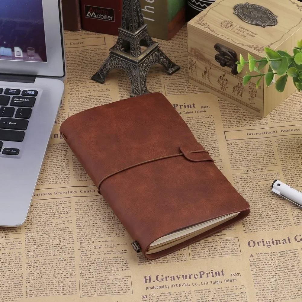 Vintage Hardcover Notebook Spiral Faux Leather Dairy Note Book School Office Supply For Students Business Notebooks Making Notes