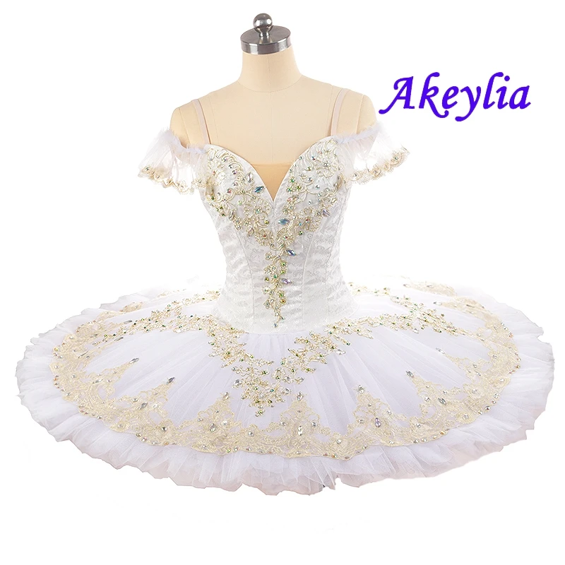 Akeylia Girls Sleeping Beauty Ballet Tutu Professional white Dress Women ballet performance Costume stage No elasticity JN0267