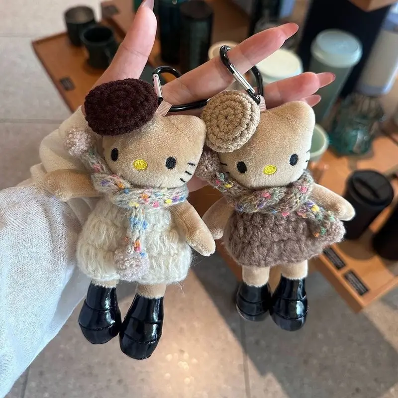 

Милая черная кожаная длинная сумка Kitty с подвеской, универсальная вязаная юбка Kt Cat, плюшевая кукла, брелок, подвесной рюкзак для девочек, подарки