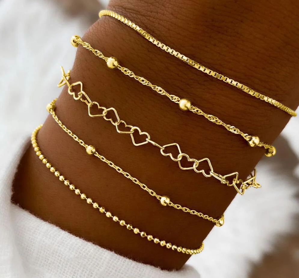 11Pcs/Set Boho Twist Chain Bracelets Set for Women Vintage Punk Gold Color Adjustable Cuban Link Bracelet Fashion Jewelry Gifts