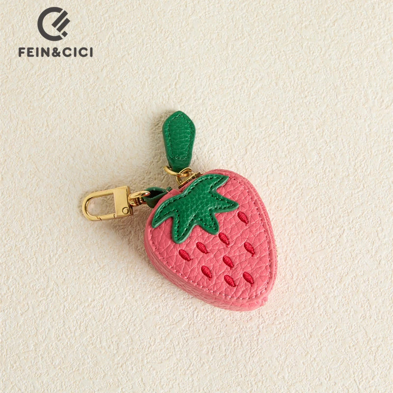 Charming Strawberry Mini fruit Coin Purse Charm with Keychain Sweet Style