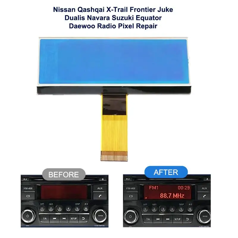 LCD Display For Qashqai Juke Dualis X Trail Car Stereo Screen Pixel Repairing Daewoo Radio ONLY Replacement Car Parts