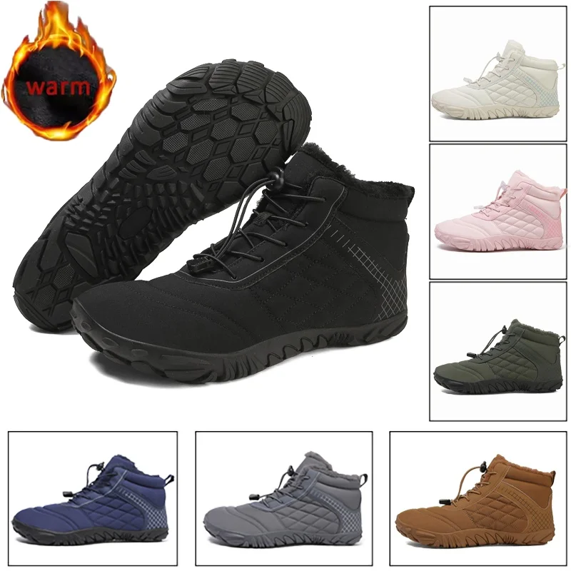 

Men's Women's Minimalist Waterproof Barefoot Hiking Boots Outdoor Anti-slip Men Ankle Boots Snow Boots Warm Casual Sneakers